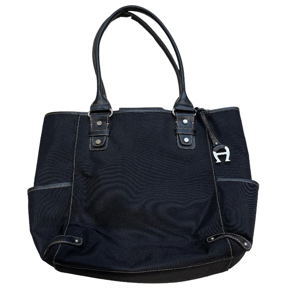 Etienne Aigner Elegant Black Canvas Tote Bag